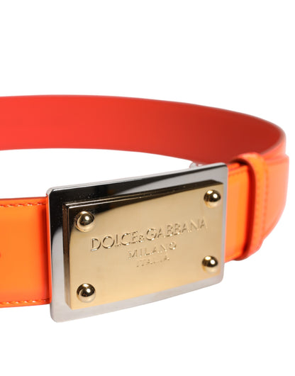 Orange Gold Tone Metal Logo Buckle Belt-Dolce & Gabbana-LabelTerrace.com