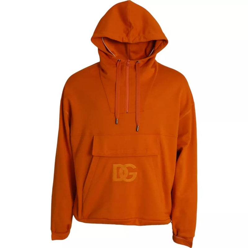 Orange Hooded Pullover Sweatshirt Sweater-Dolce & Gabbana-LabelTerrace.com