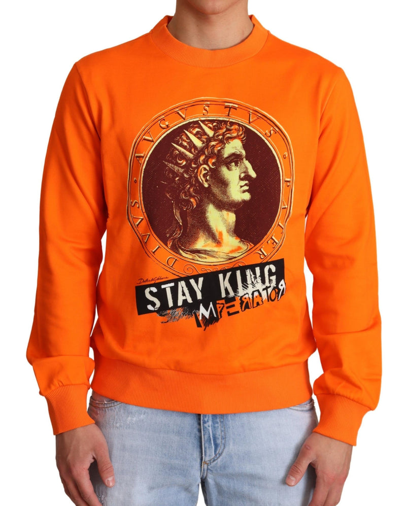 Orange King Ceasar Cotton Pullover Sweater-Dolce & Gabbana-LabelTerrace.com