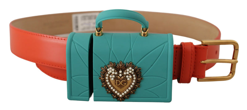 Orange Leather Devotion Heart Micro Bag Headphones Belt-Dolce & Gabbana-LabelTerrace.com