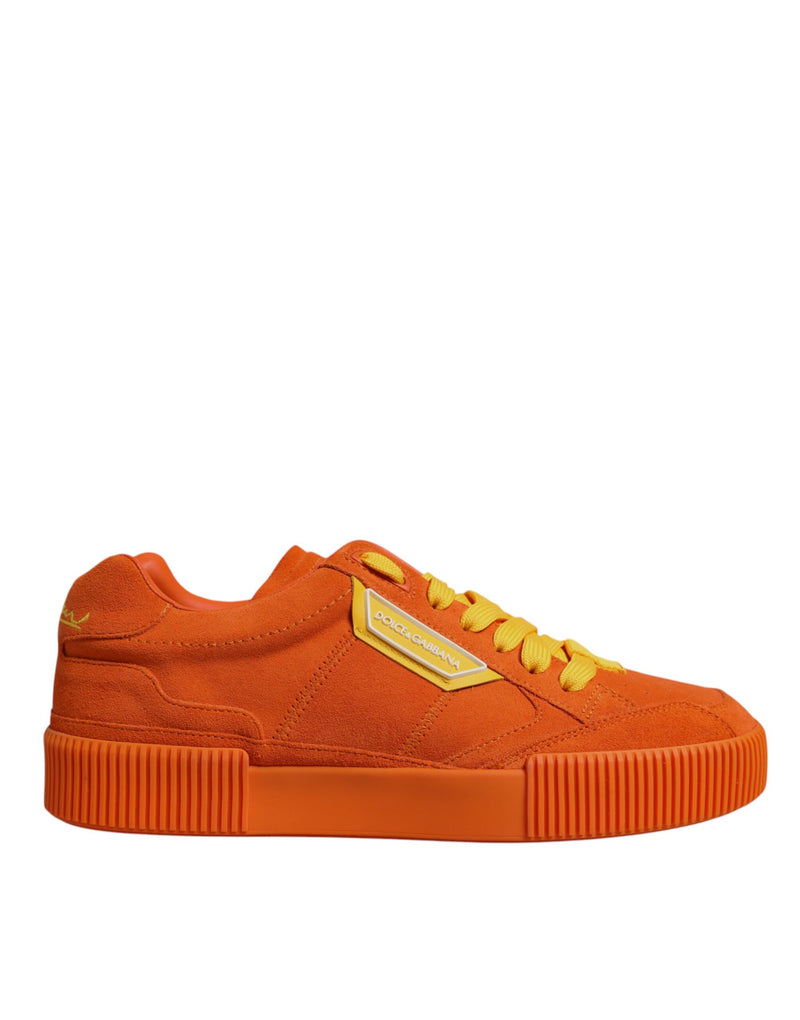 Orange Miami Leather Low Top Sneakers Shoes-Dolce & Gabbana-LabelTerrace.com