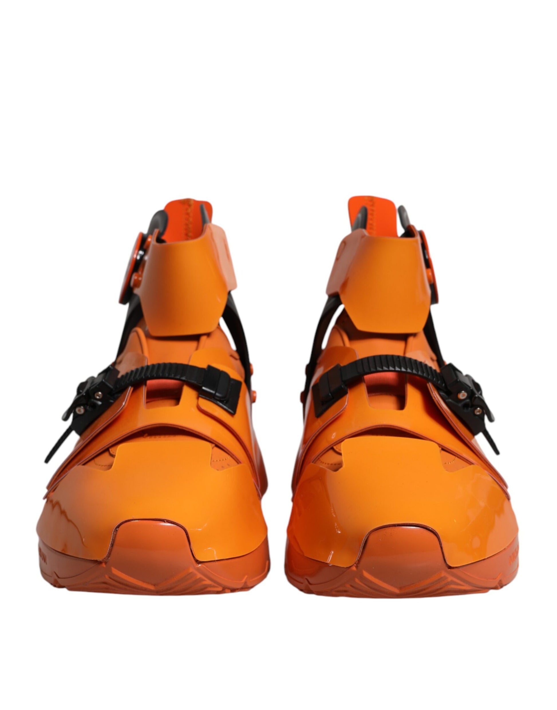 Orange Multi Panel Chunky High Top Sneakers Shoes-Dolce & Gabbana-LabelTerrace.com