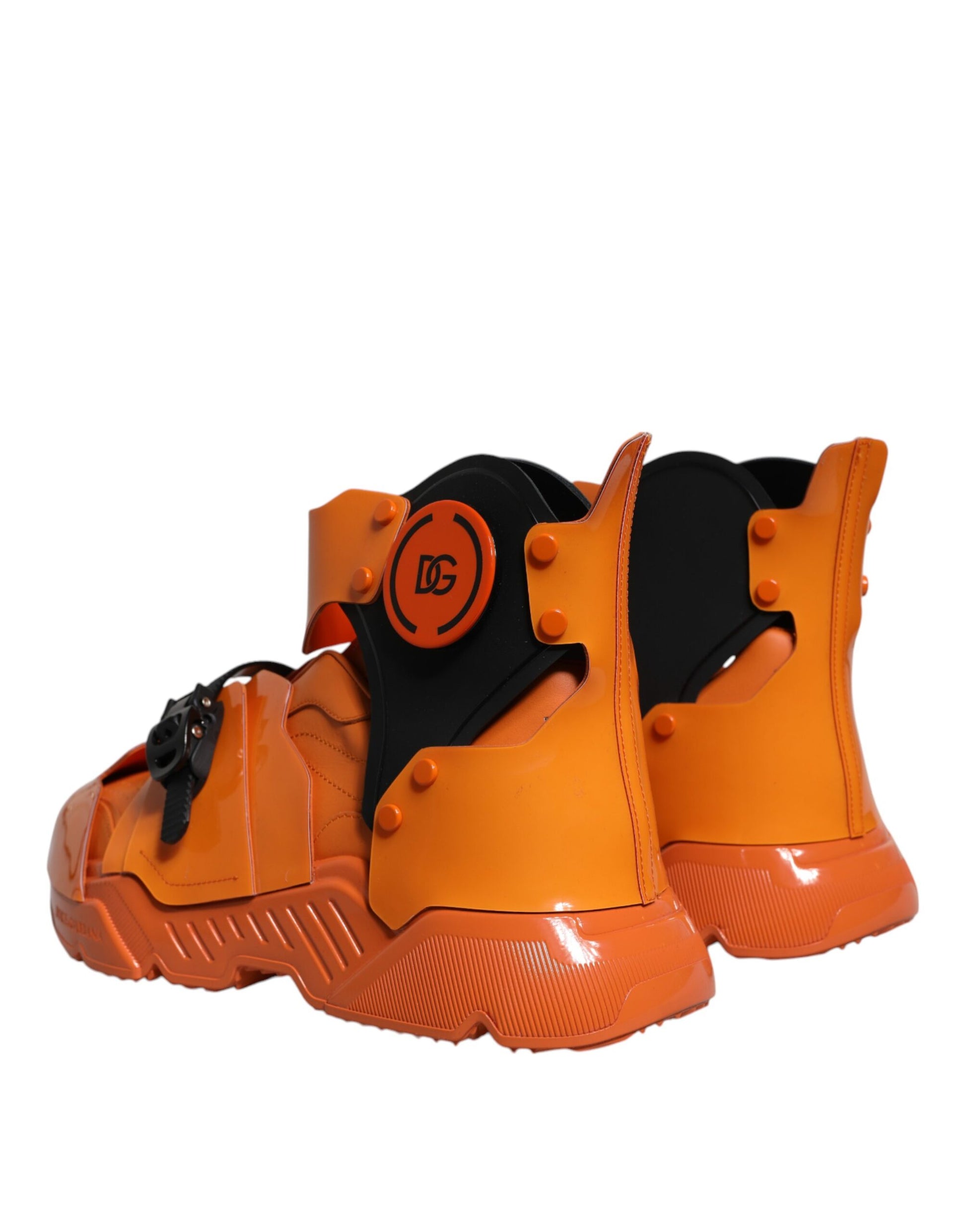 Orange Multi Panel Chunky High Top Sneakers Shoes-Dolce & Gabbana-LabelTerrace.com