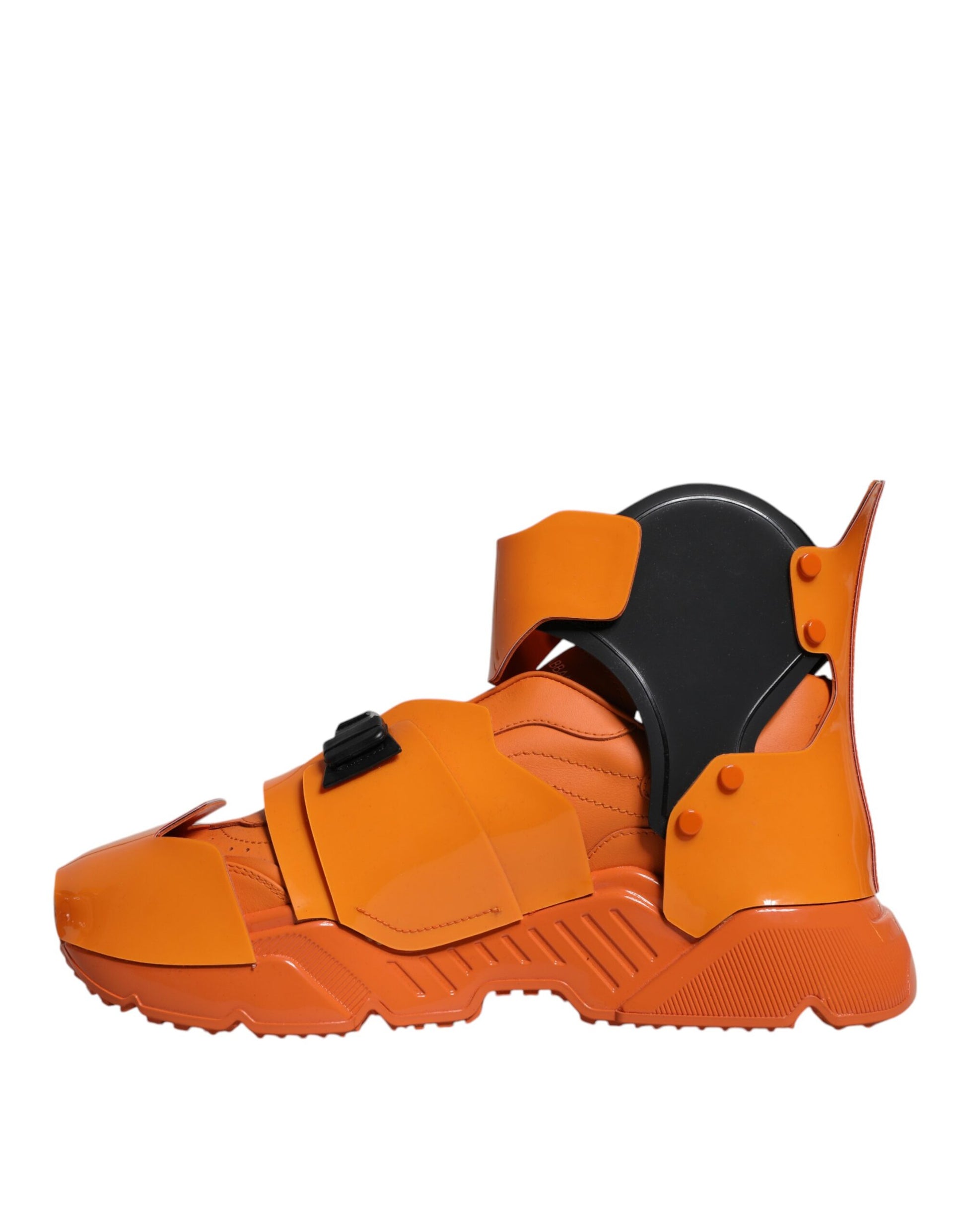 Orange Multi Panel Chunky High Top Sneakers Shoes-Dolce & Gabbana-LabelTerrace.com