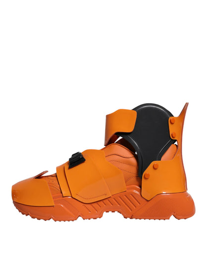 Orange Multi Panel Chunky High Top Sneakers Shoes-Dolce & Gabbana-LabelTerrace.com