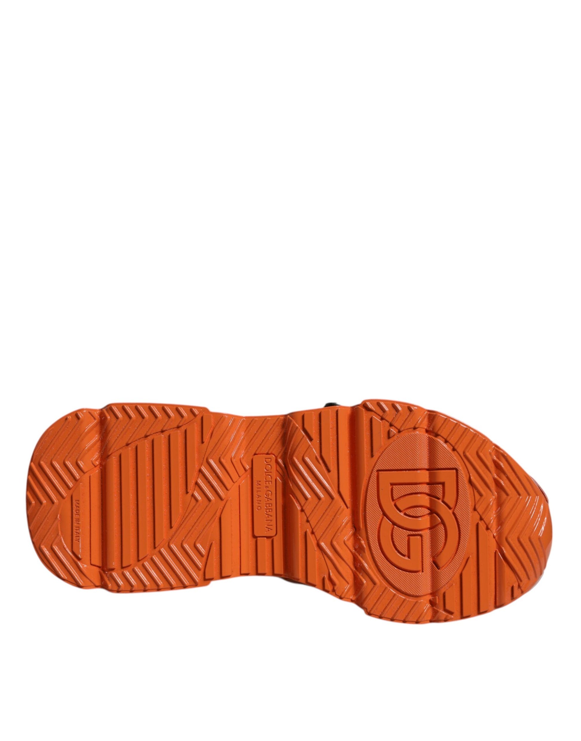 Orange Multi Panel Chunky High Top Sneakers Shoes-Dolce & Gabbana-LabelTerrace.com