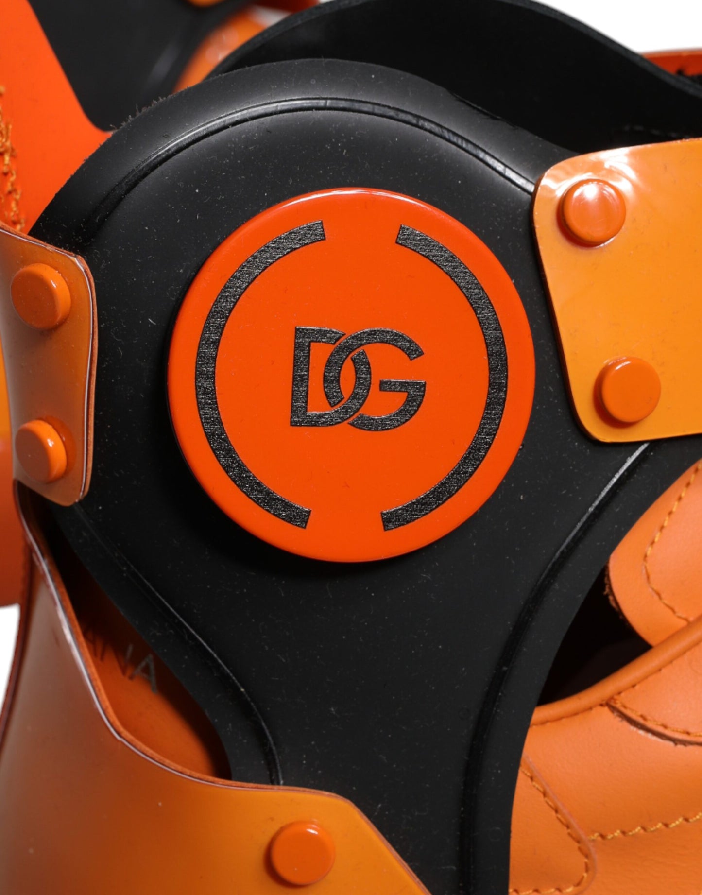 Orange Multi Panel Chunky High Top Sneakers Shoes-Dolce & Gabbana-LabelTerrace.com