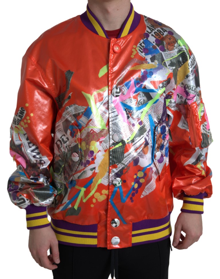 Orange Polyester Button Blouson Jacket-Dolce & Gabbana-LabelTerrace.com