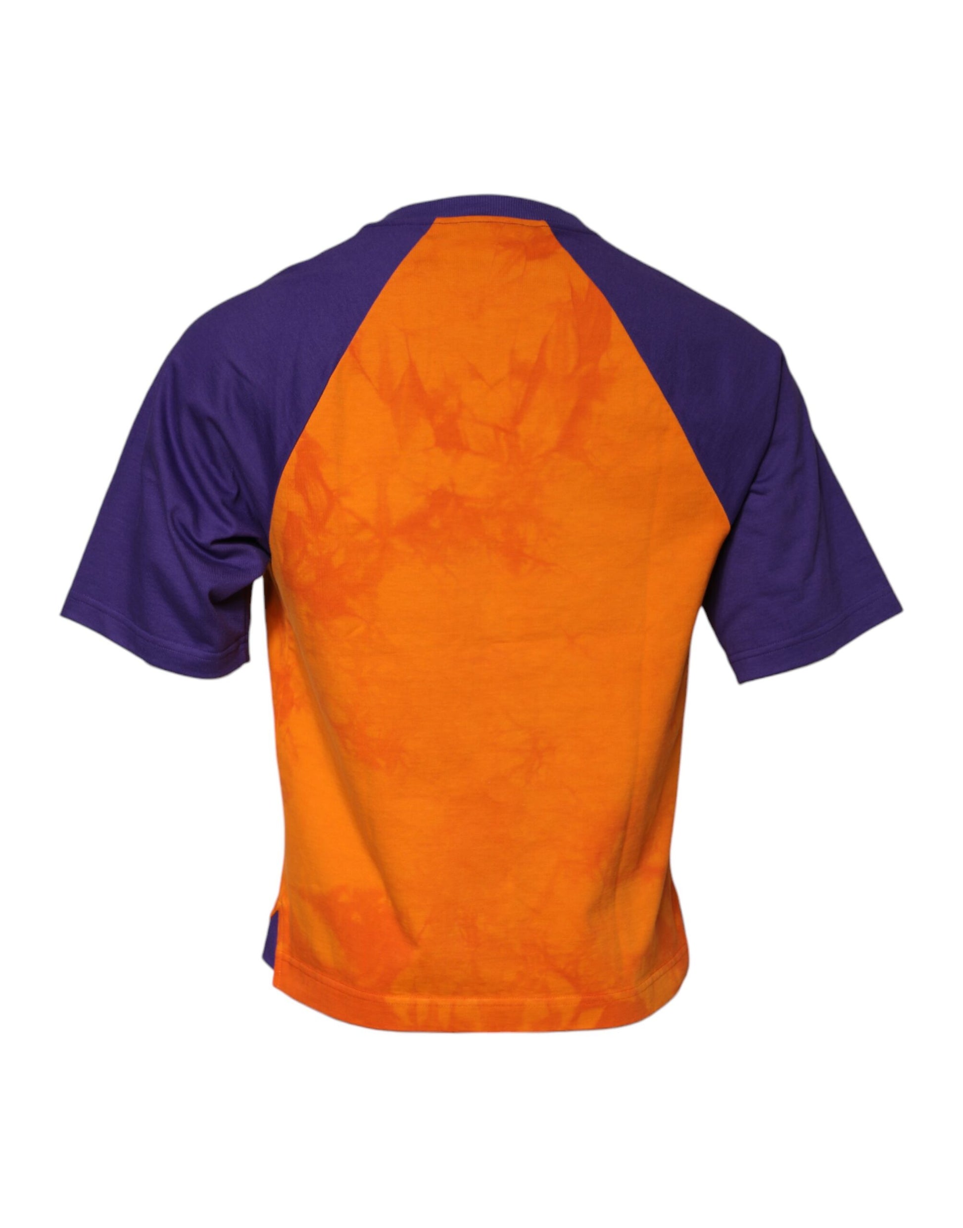 Orange Purple Printed Round Neck T-shirt-Dolce & Gabbana-LabelTerrace.com