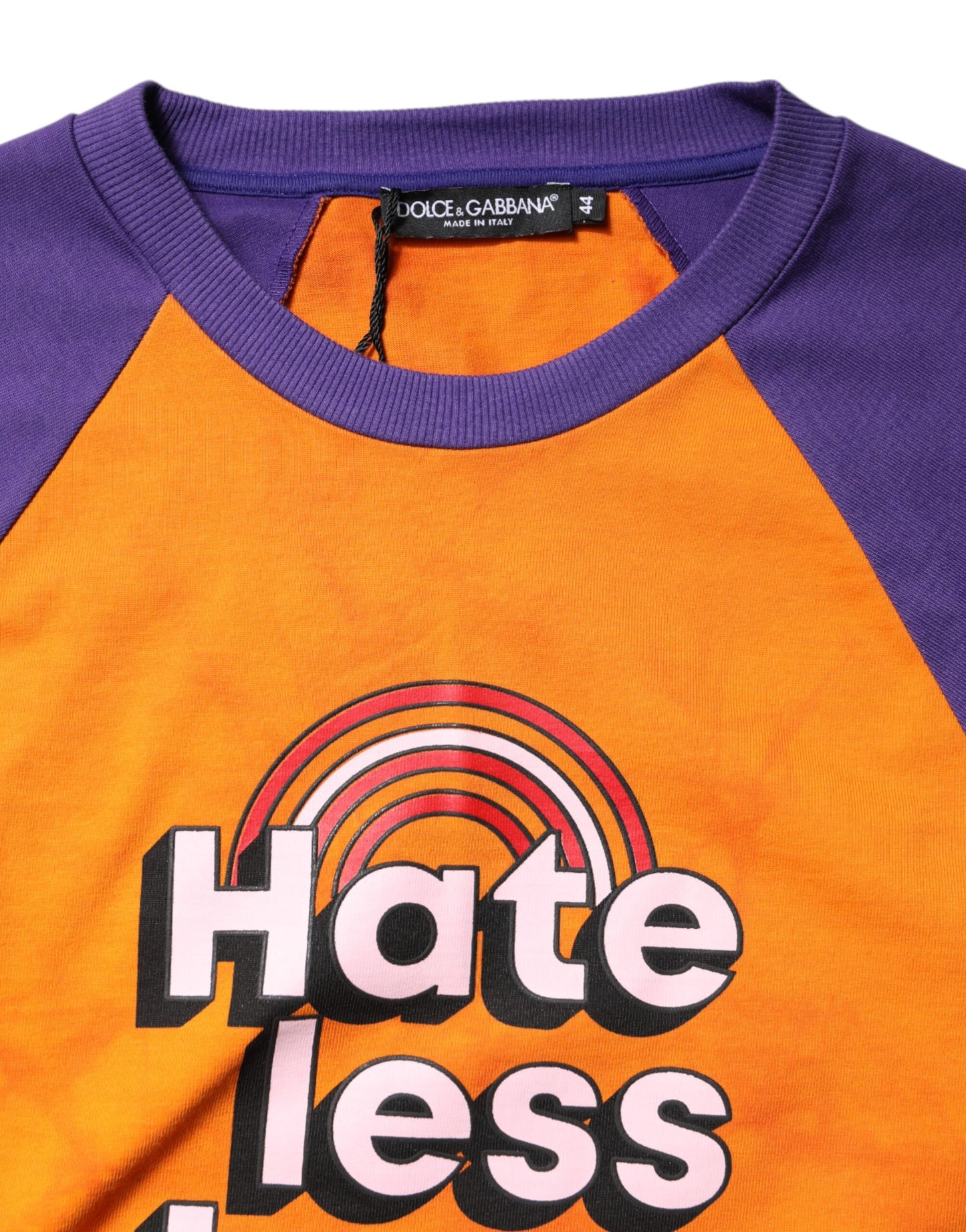 Orange Purple Printed Round Neck T-shirt-Dolce & Gabbana-LabelTerrace.com