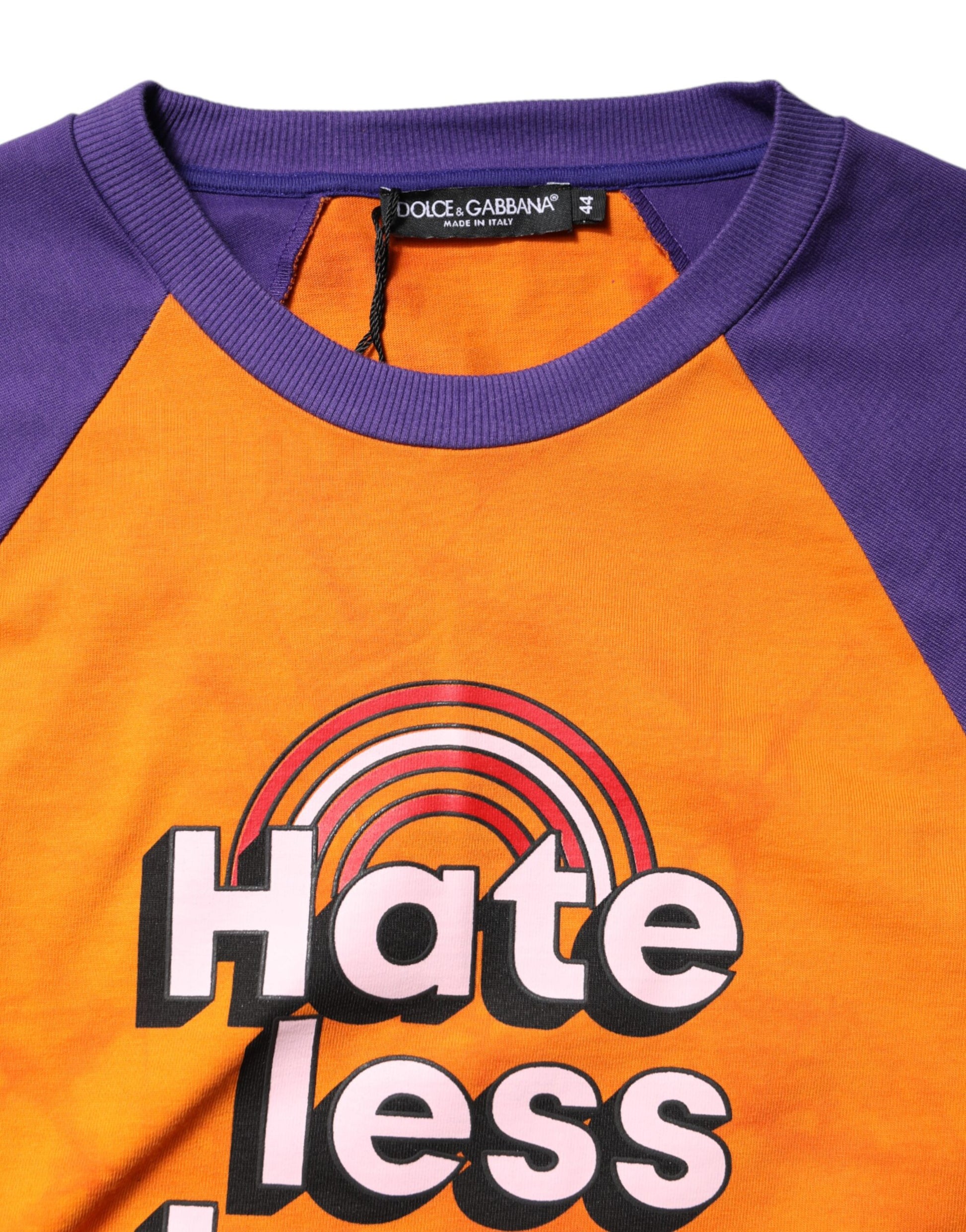 Orange Purple Printed Round Neck T-shirt-Dolce & Gabbana-LabelTerrace.com