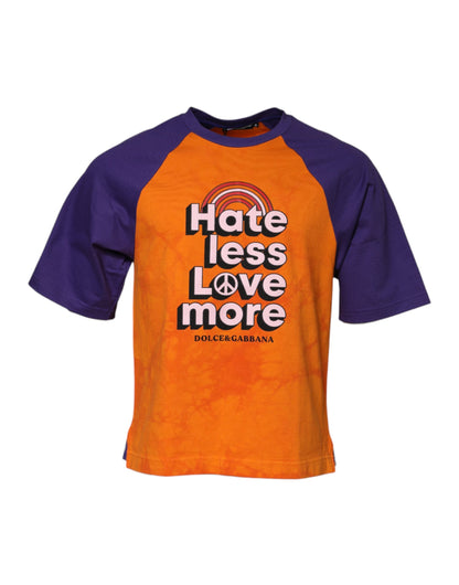Orange Purple Printed Round Neck T-shirt-Dolce & Gabbana-LabelTerrace.com