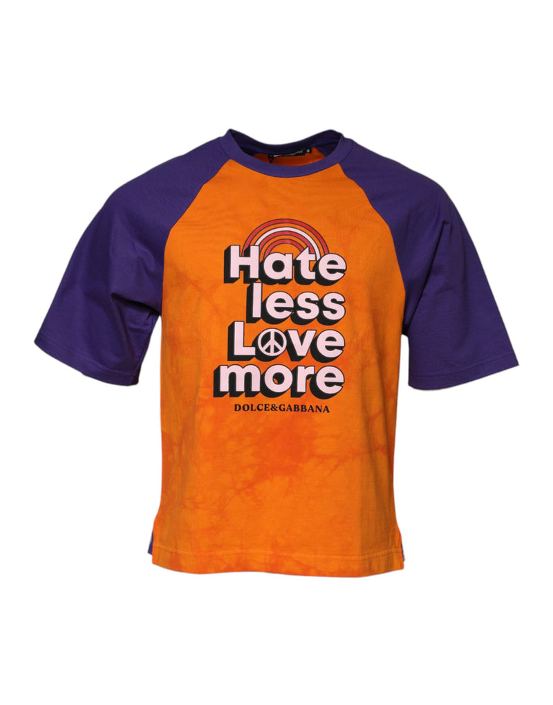 Orange Purple Printed Round Neck T-shirt-Dolce & Gabbana-LabelTerrace.com