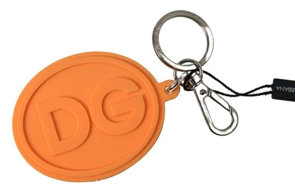 Orange Rubber DG Logo Gold Brass Metal Keychain-Dolce & Gabbana-LabelTerrace.com