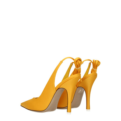 Orange Satin High Heel Pumps