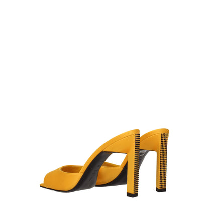 Orange Satin Stiletto Heel Sandals