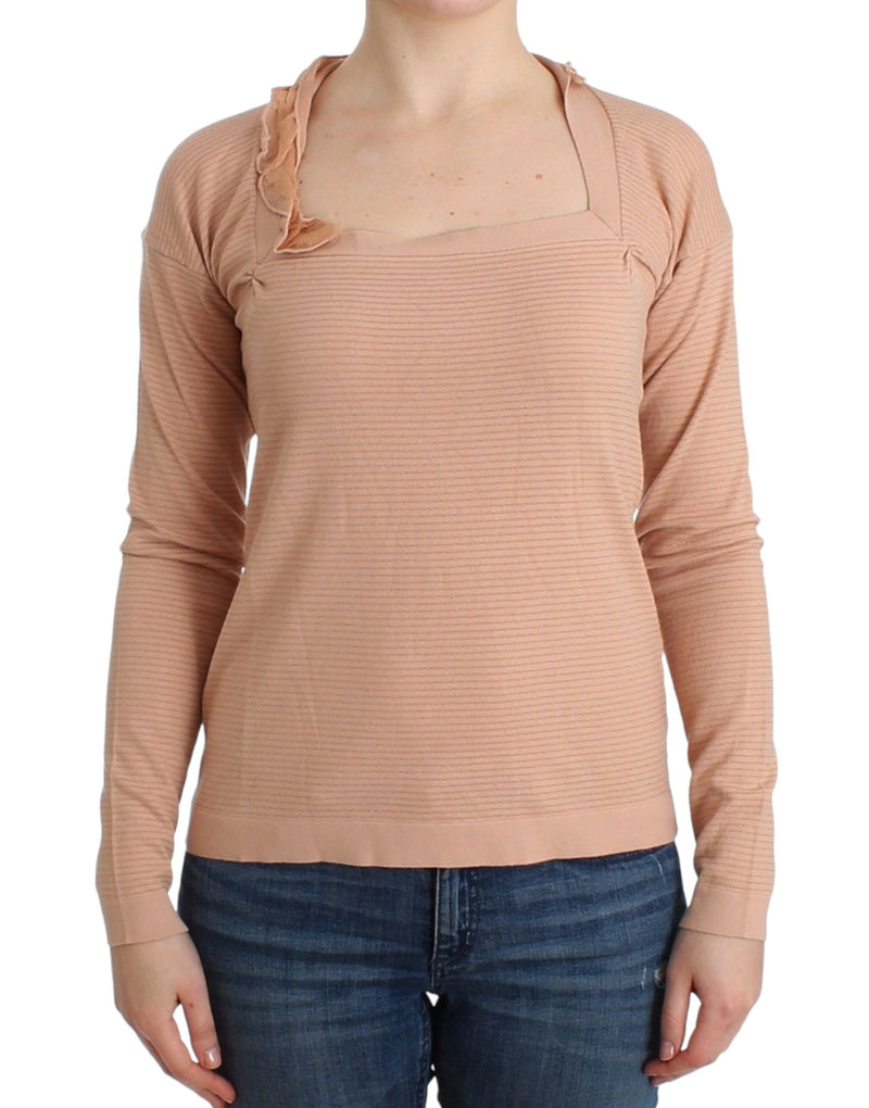 Orange Wool Blend Striped Long Sleeve Top-Ermanno Scervino-LabelTerrace.com