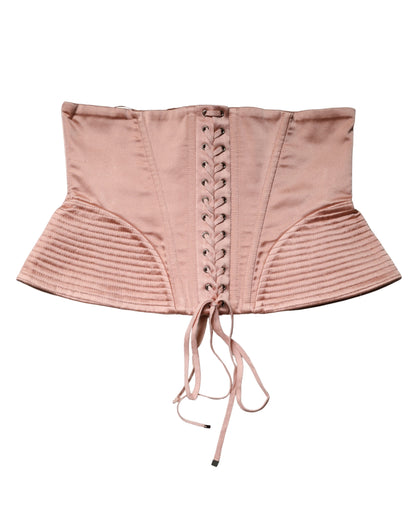 Pale Pink Silk LaceUp Waist Cincher Corset Top