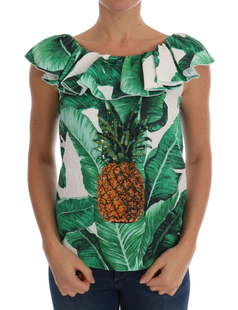 Pineapple Banana Sequins Blouse T-shirt-Dolce & Gabbana-LabelTerrace.com