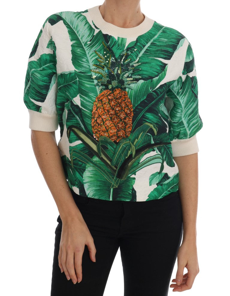 Pineapple Banana Sequins Crewneck Sweater-Dolce & Gabbana-LabelTerrace.com