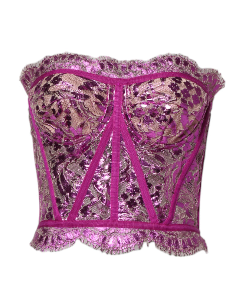 Pink Bustier Sleeveless Corset Blouse Top-Dolce & Gabbana-LabelTerrace.com