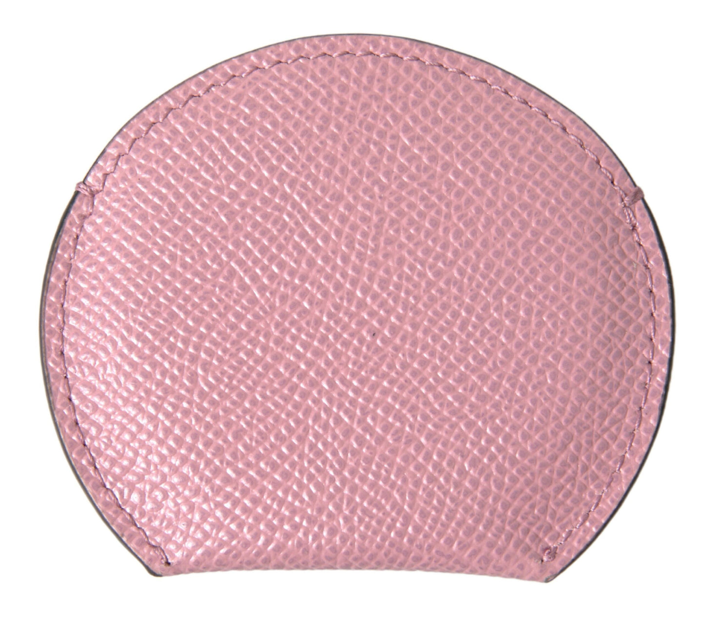 Pink Calfskin Leather Round Logo Print Hand Mirror Holder-Dolce & Gabbana-LabelTerrace.com
