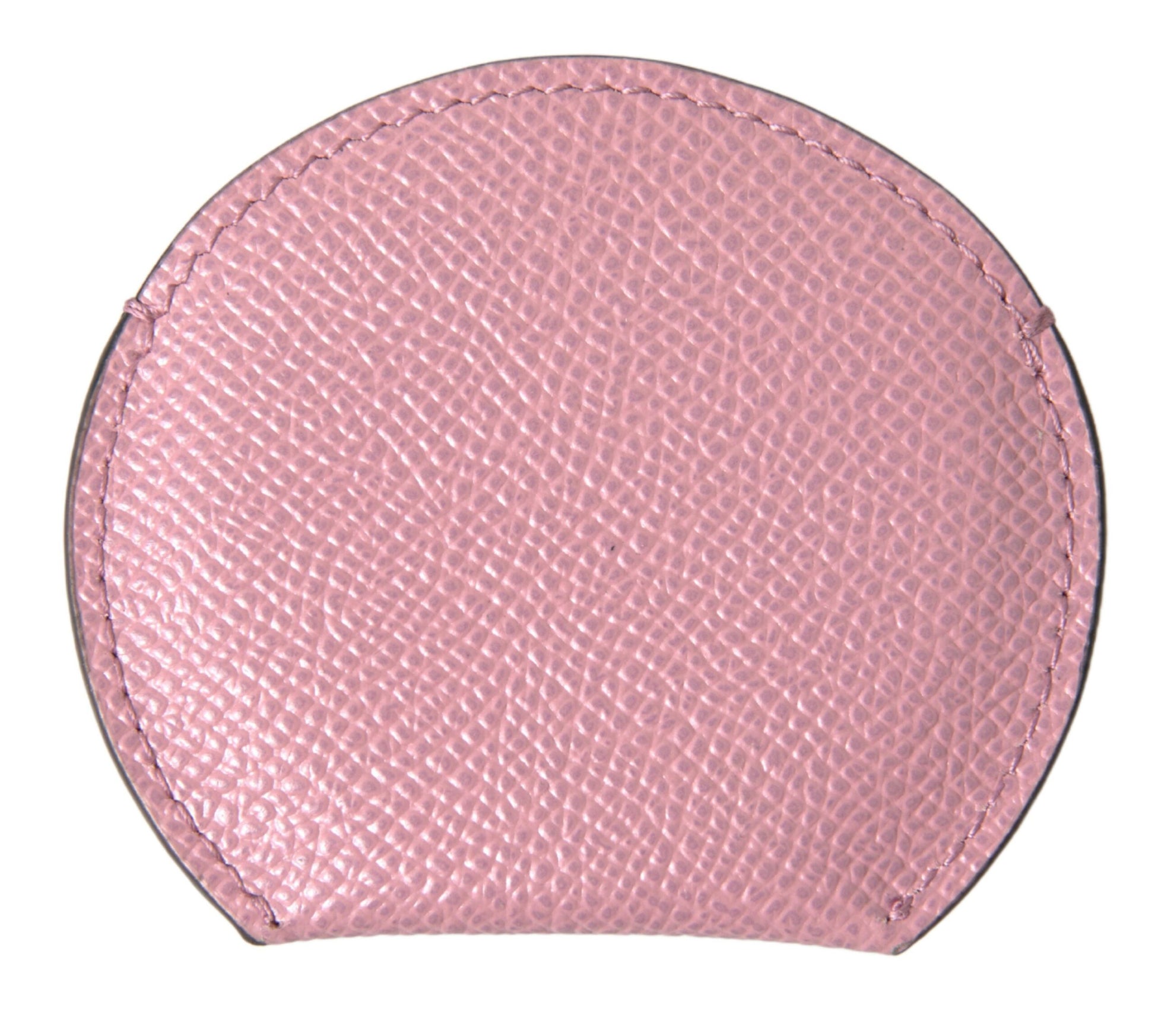 Pink Calfskin Leather Round Logo Print Hand Mirror Holder-Dolce & Gabbana-LabelTerrace.com