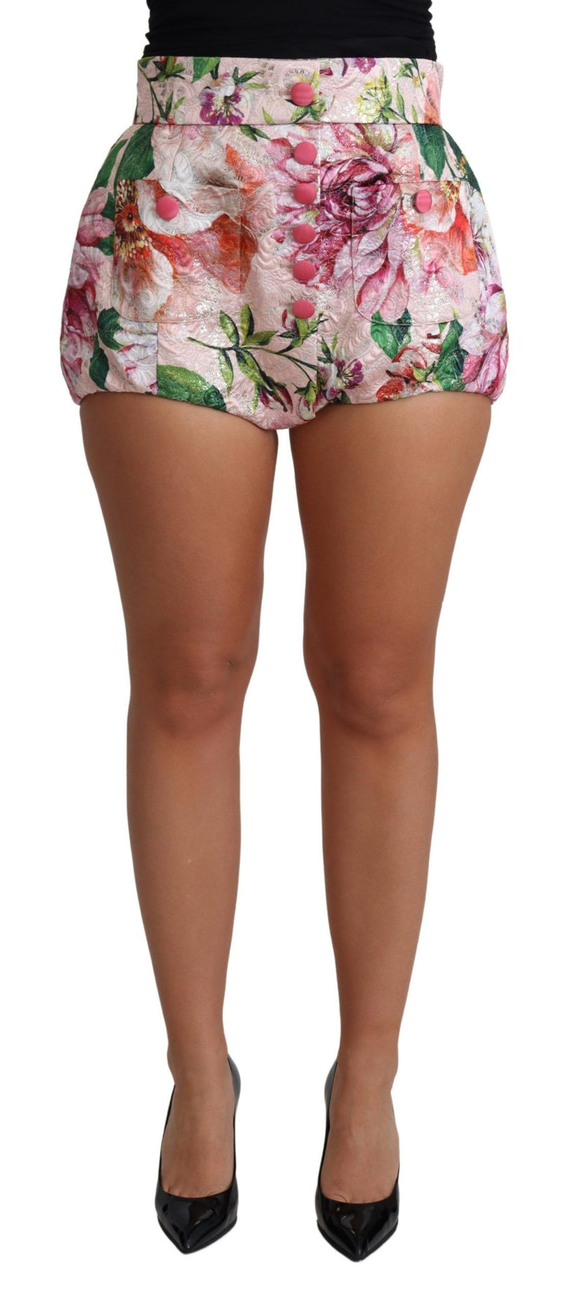 Pink Cotton Floral Print Hot Pants Short-Dolce & Gabbana-LabelTerrace.com