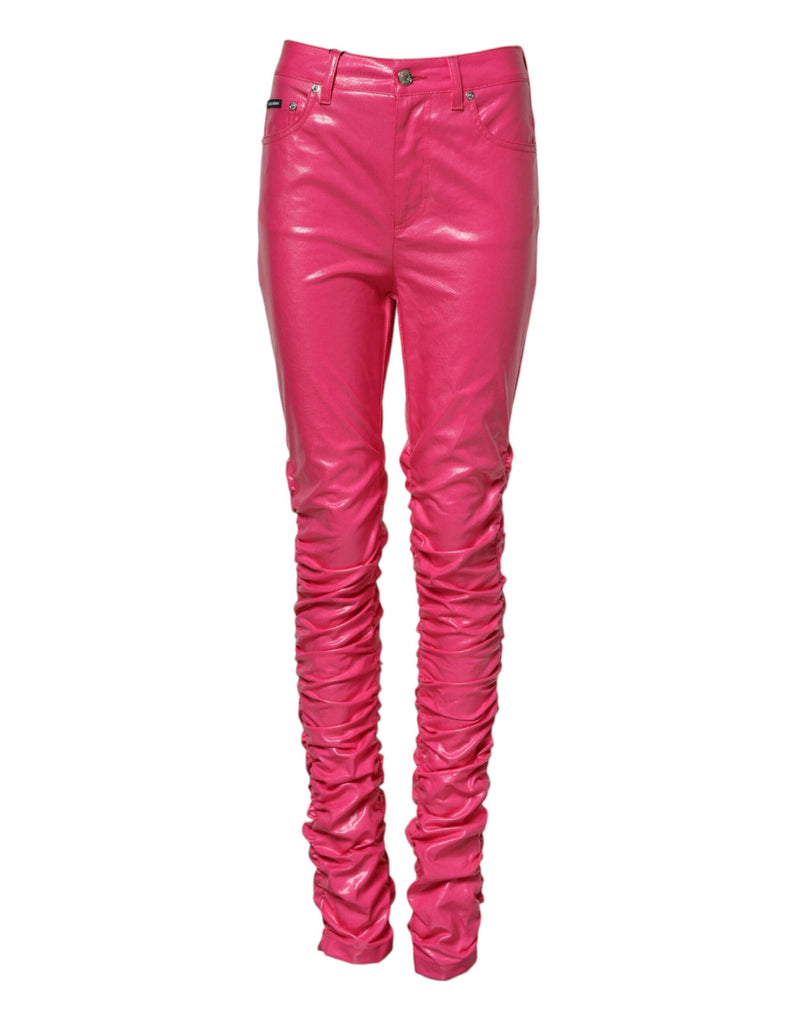 Pink Cotton High Waisted Skinny Denim Jeans-Dolce & Gabbana-LabelTerrace.com