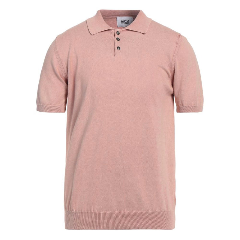 Pink Cotton Polo Shirt-Alpha Studio-LabelTerrace.com
