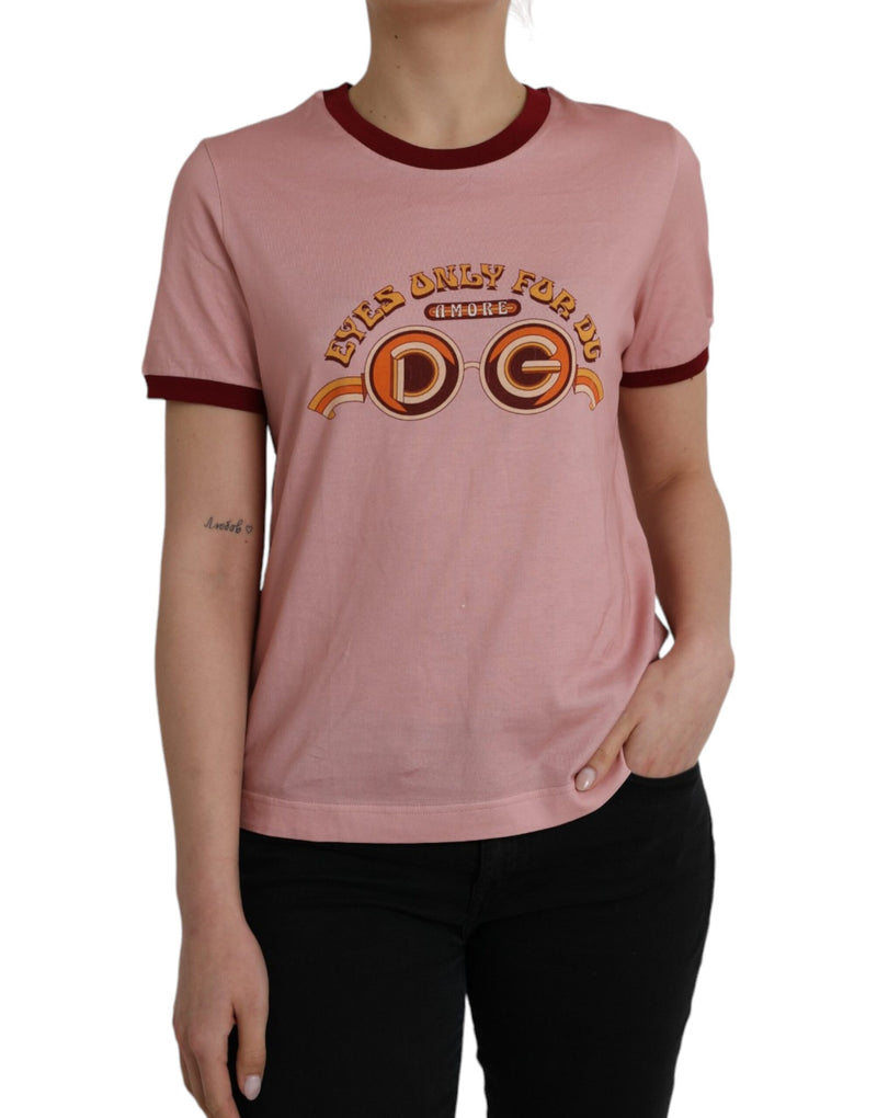 Pink Cotton Short Sleeves Crew Neck T-shirt-Dolce & Gabbana-LabelTerrace.com