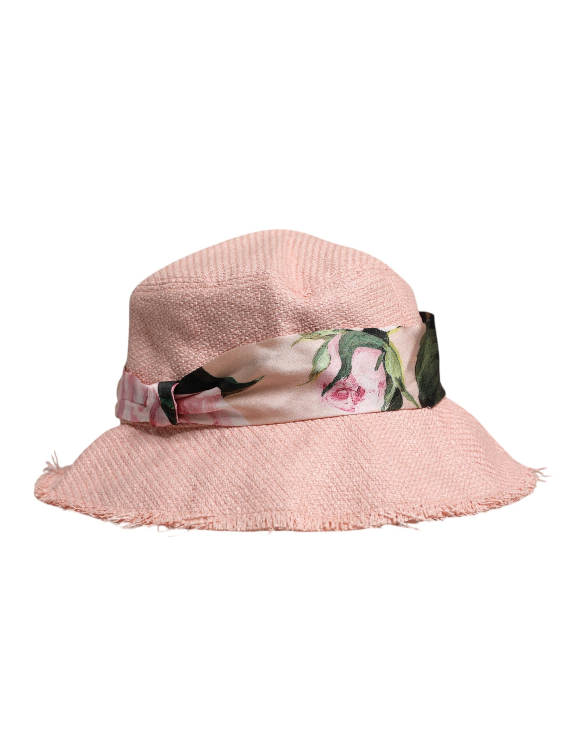 Pink Cotton Wide Brim Bucket Hat-Dolce & Gabbana-LabelTerrace.com