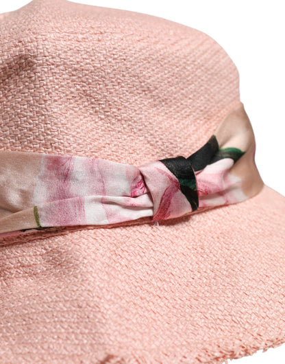 Pink Cotton Wide Brim Bucket Hat-Dolce & Gabbana-LabelTerrace.com