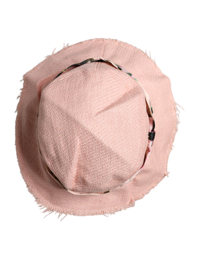Pink Cotton Wide Brim Bucket Hat-Dolce & Gabbana-LabelTerrace.com