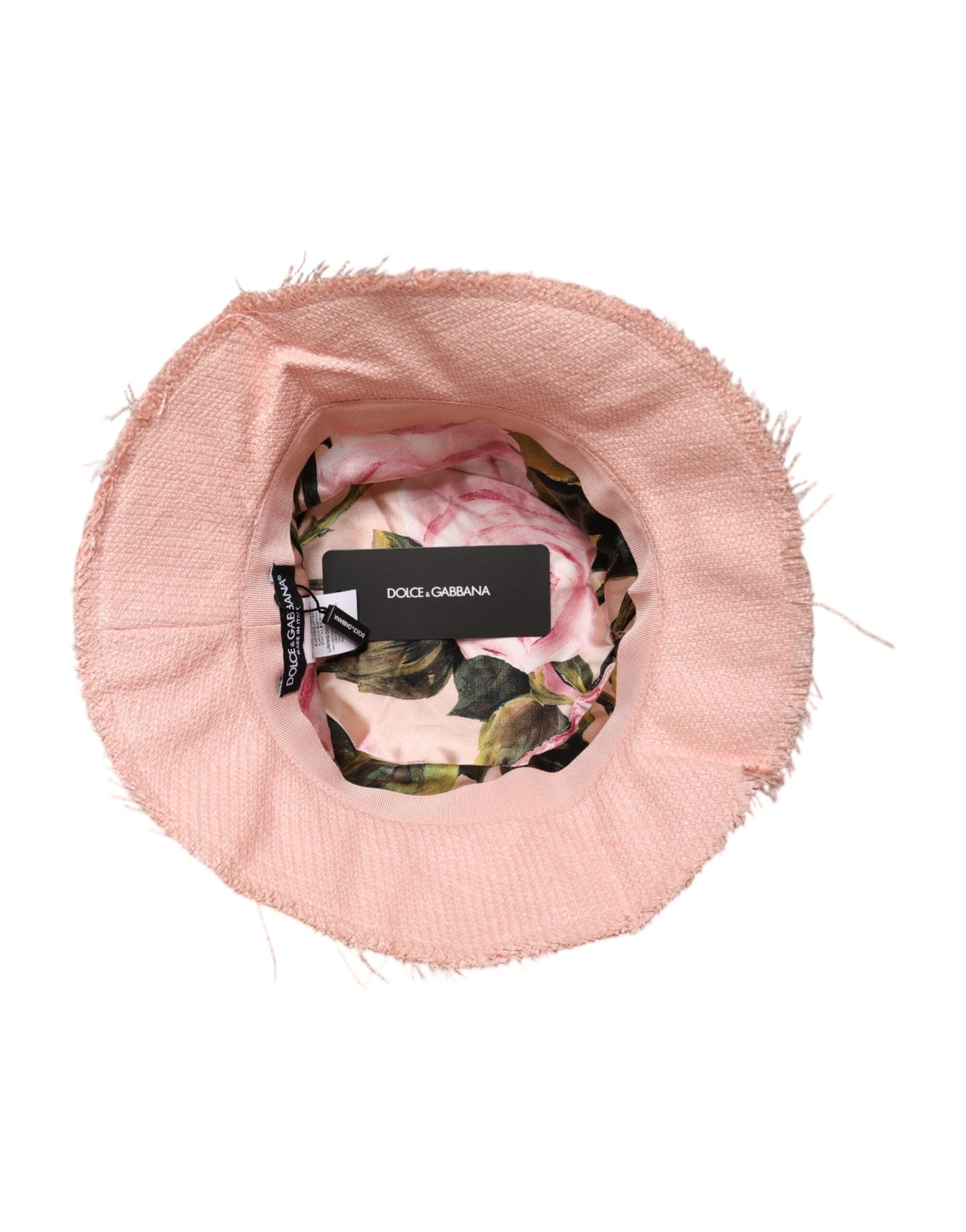 Pink Cotton Wide Brim Bucket Hat-Dolce & Gabbana-LabelTerrace.com