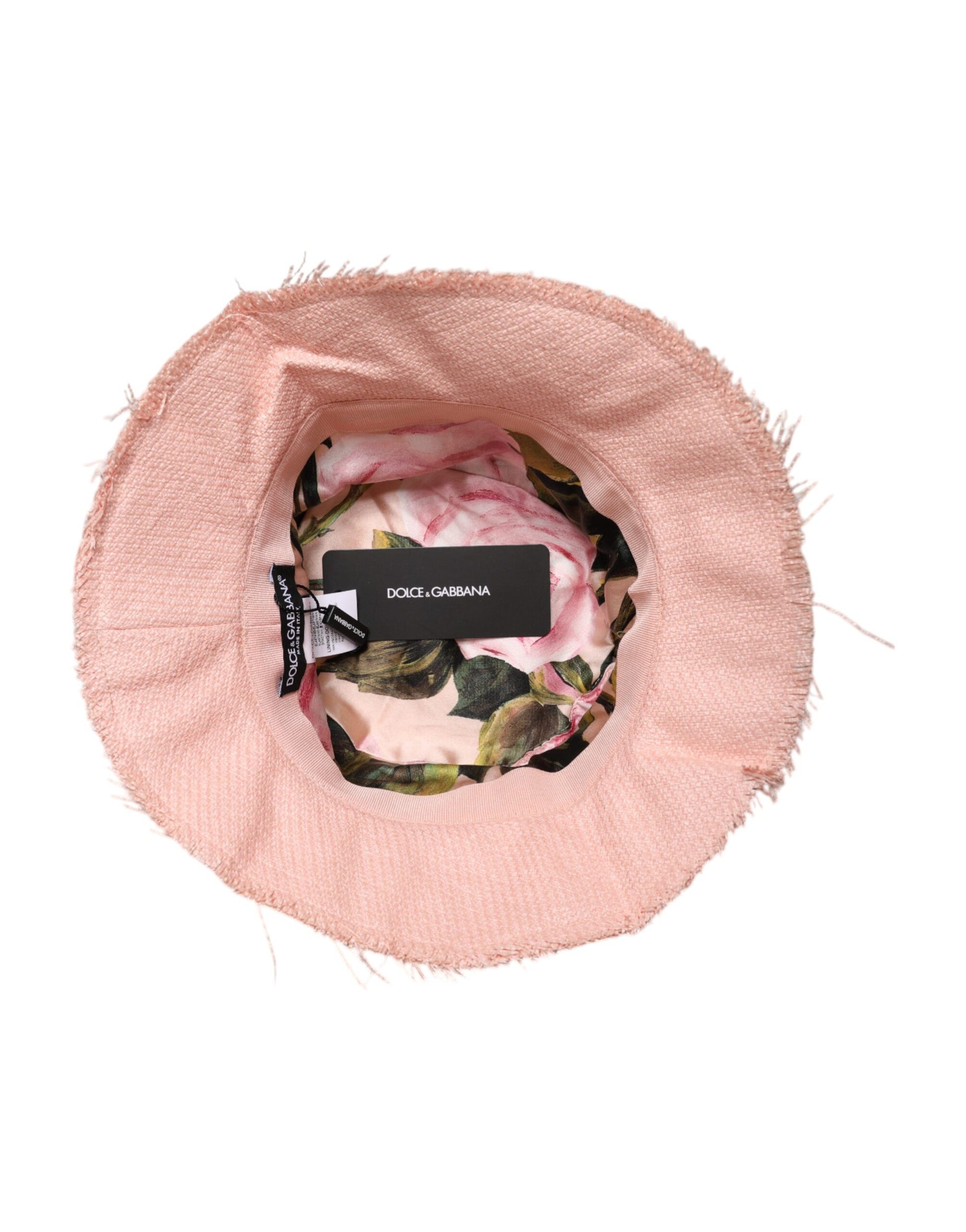 Pink Cotton Wide Brim Bucket Hat-Dolce & Gabbana-LabelTerrace.com