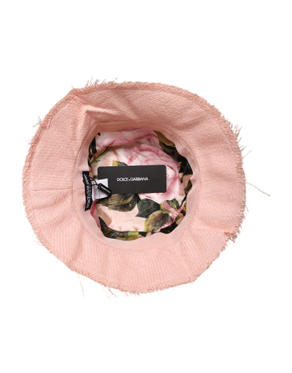 Pink Cotton Wide Brim Bucket Hat-Dolce & Gabbana-LabelTerrace.com