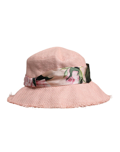 Pink Cotton Wide Brim Bucket Hat-Dolce & Gabbana-LabelTerrace.com