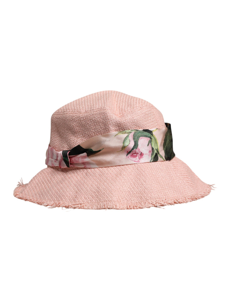 Pink Cotton Wide Brim Bucket Hat-Dolce & Gabbana-LabelTerrace.com