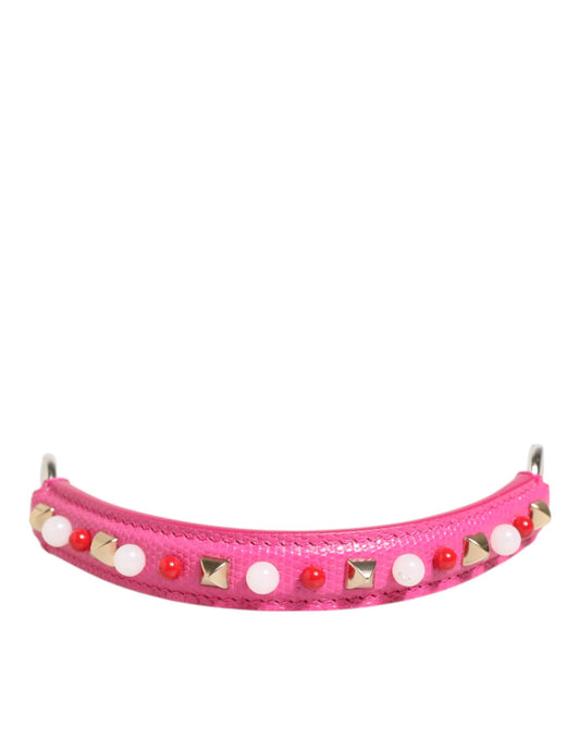 Pink Embellished Leather Bag Handle Women Shoulder Strap-Dolce & Gabbana-LabelTerrace.com