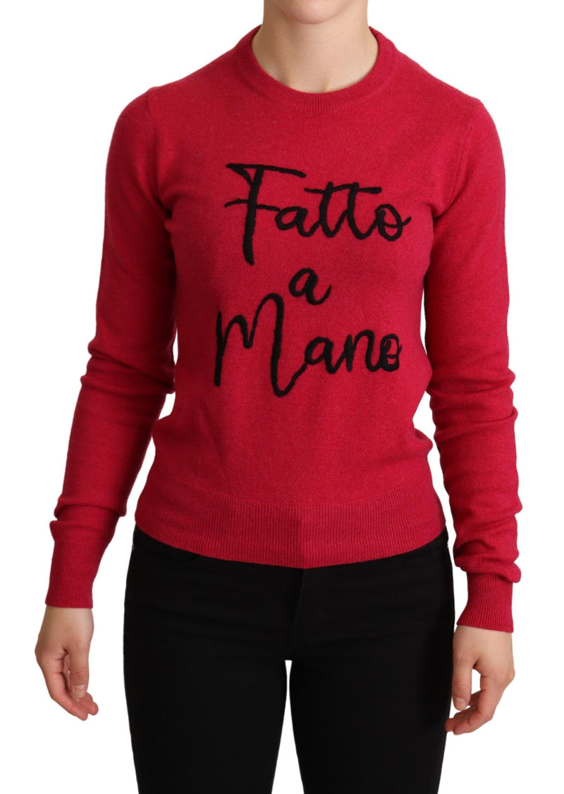 Pink Embroidered Cashmere Wool Pullover Sweater-Dolce & Gabbana-LabelTerrace.com