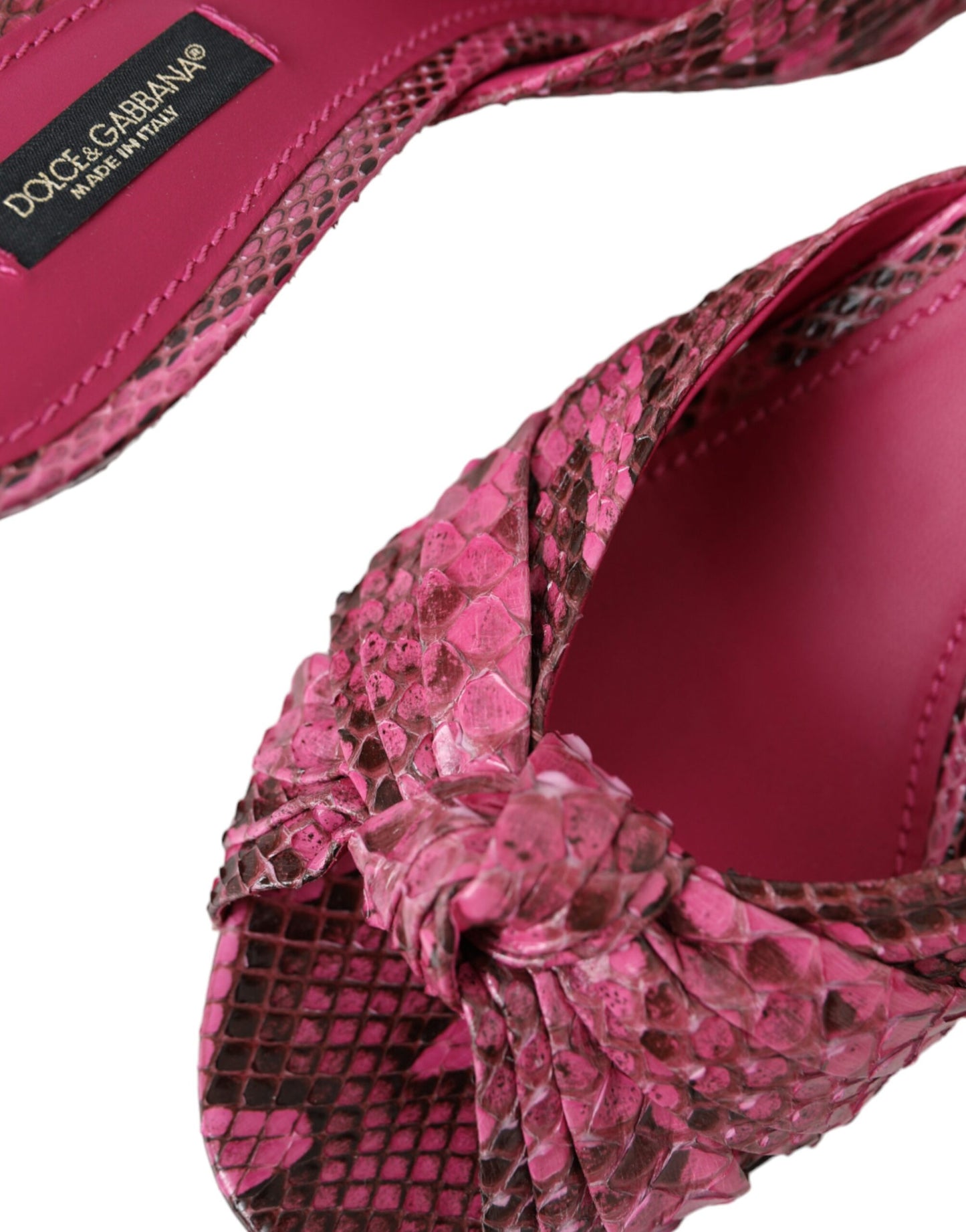 Pink Exotic Leather Kitten Heels Slides Shoes-Dolce & Gabbana-LabelTerrace.com