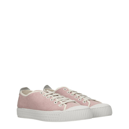 Pink Fabric Low Top Sneakers-Car Shoe-LabelTerrace.com