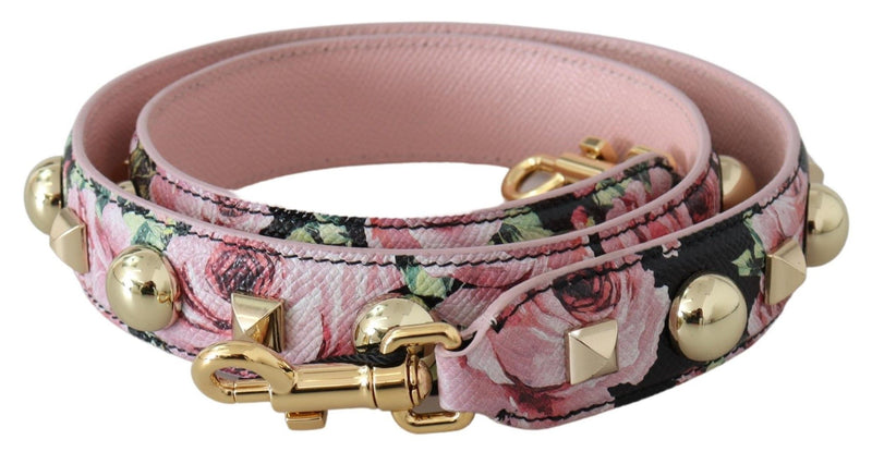 Pink Floral Gold Studs Bag Accessory Shoulder Strap-Dolce & Gabbana-LabelTerrace.com