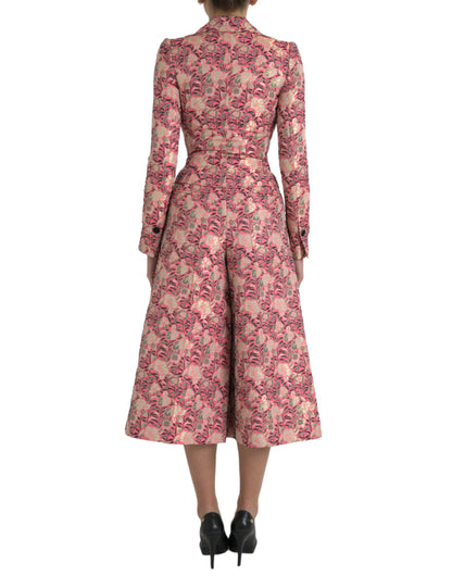 Pink Floral Jacquard Slim Fit 2 Piece Suit
