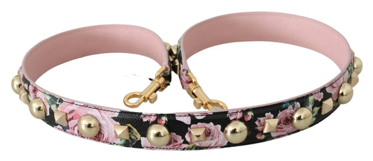 Pink Floral Leather Stud Accessory Shoulder Strap-Dolce & Gabbana-LabelTerrace.com