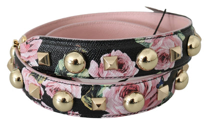 Pink Floral Leather Stud Accessory Shoulder Strap-Dolce & Gabbana-LabelTerrace.com