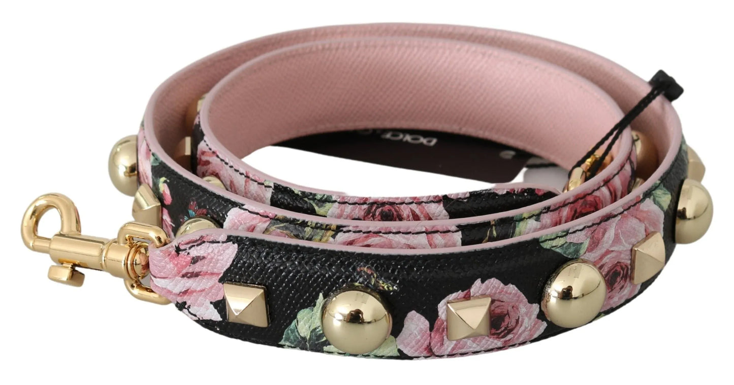 Pink Floral Leather Stud Accessory Shoulder Strap-Dolce & Gabbana-LabelTerrace.com