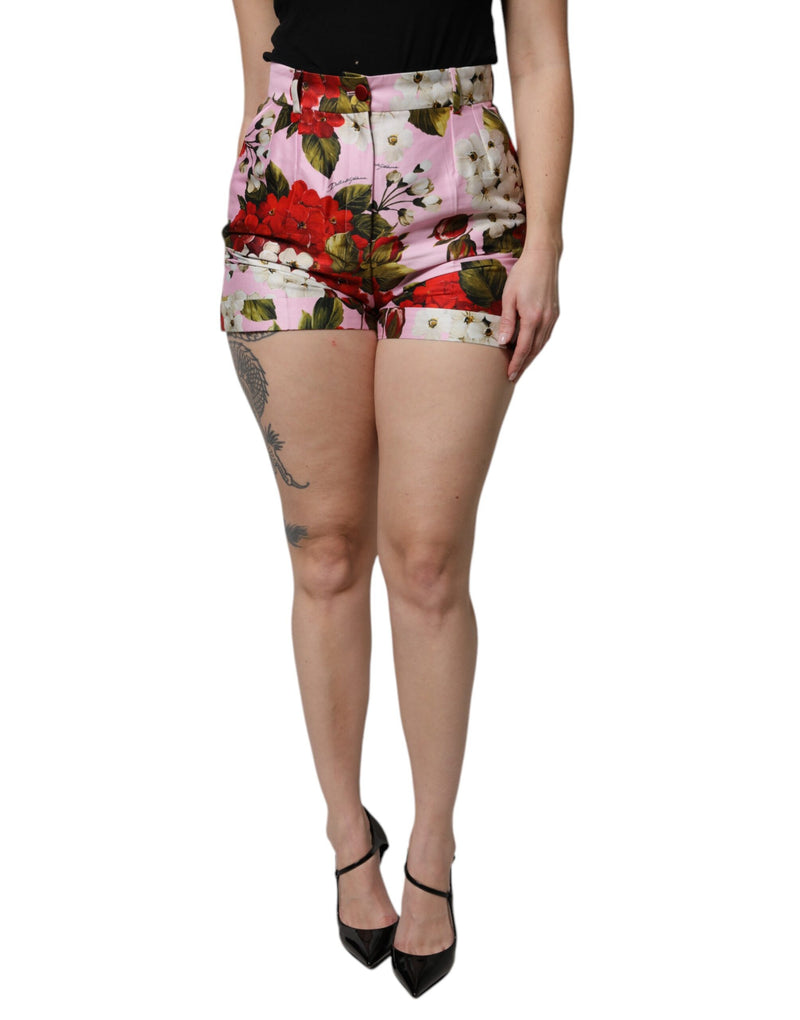 Pink Floral Print High Waist Hotpants Short-Dolce & Gabbana-LabelTerrace.com