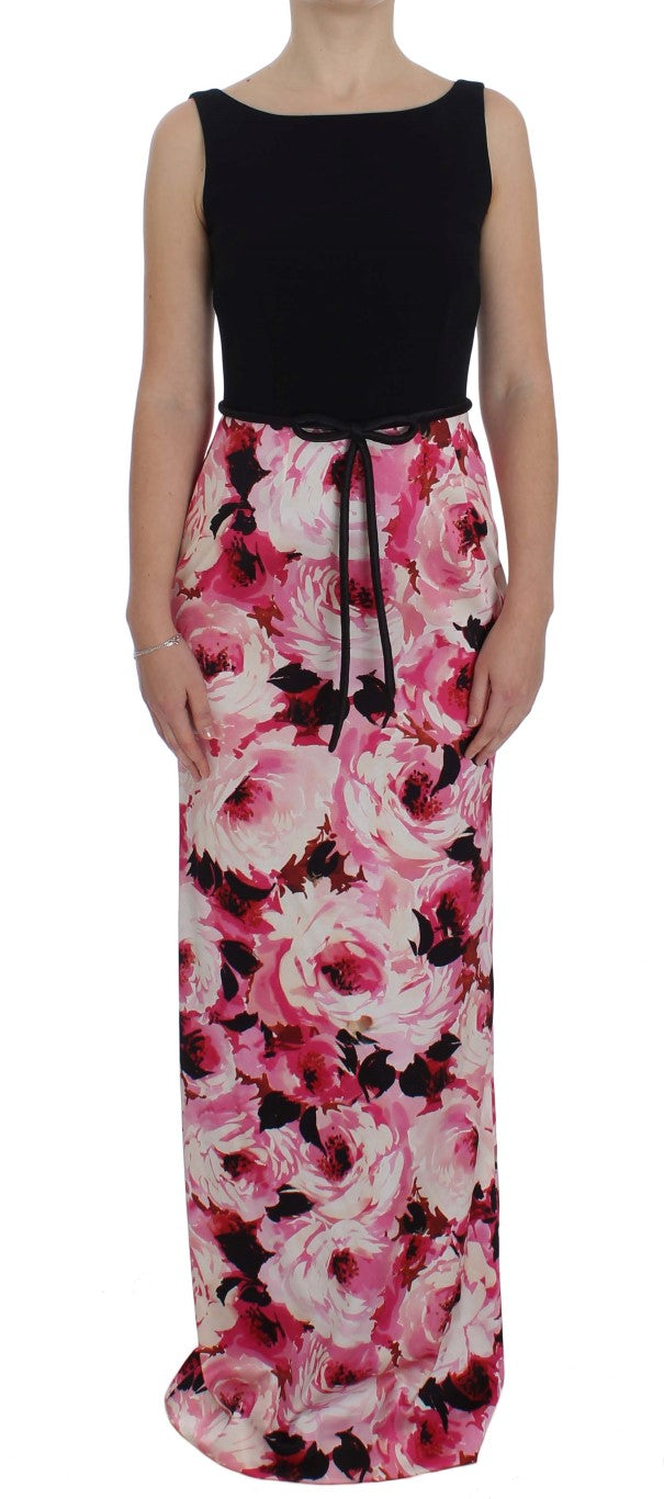 Pink Floral Print Long Maxi Sheath Dress-Dolce & Gabbana-LabelTerrace.com